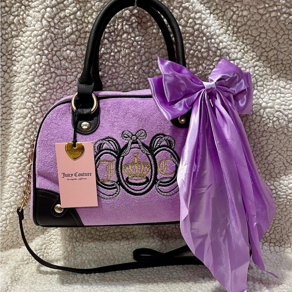 Customized Juicy Couture Lavender Satchel with Bow and Rhinestones